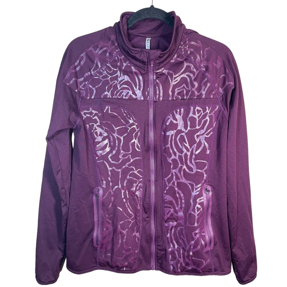 Fabletics Burgundy‎ Rose Vented Track Jacket Jojo Jacket Thumbholes Size Large